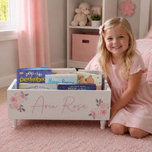 Load image into Gallery viewer, Children’s Library Box – Baby Book Box, Book Storage & Nursery Bookcase | Baby Girl or Baby Boy Shower Gift