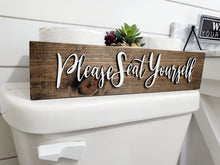 Load image into Gallery viewer, 3d Please seat yourself toilet box - Rustic Toilet Paper Holder - Farmhouse Bathroom Decor - Wooden Box Above The Toilet