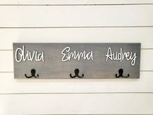 Load image into Gallery viewer, 3D Farm Bathroom Decor for kids towels, Wood Bathroom sign, Back Pack Hooks, Kids Name Sign, Towel Holder, Towel Rack, Bathroom Hooks