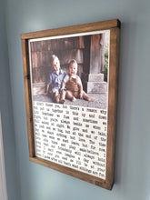Load image into Gallery viewer, Sibling poem sign, Siblings Poem, Shared Room Decor, Kids, Kids Wall Art, Nursery Quote Sign, Family Photo on Wood, Framed wood photo