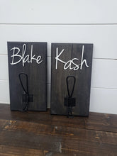 Load image into Gallery viewer, 3D Farm style Custom hooks, Wood Bathroom sign, Backpack Hooks, Kids Name Sign, Towel Holder, Towel Rack, Bathroom Hooks, Stocking Hook