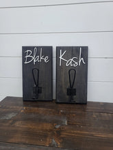 Load image into Gallery viewer, 3D Farm style Custom hooks, Wood Bathroom sign, Backpack Hooks, Kids Name Sign, Towel Holder, Towel Rack, Bathroom Hooks, Stocking Hook