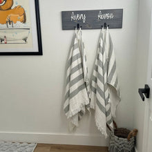 Load image into Gallery viewer, 3D Farm Bathroom Decor for kids towels, Wood Bathroom sign, Back Pack Hooks, Kids Name Sign, Towel Holder, Towel Rack, Bathroom Hooks