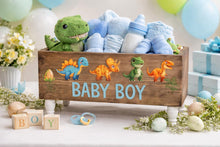 Load image into Gallery viewer, Personalized Dinosaur Book box- Dinosaur Nursery- Book Storage - Kids books - Book caddy - Kids room storage, Dinosaur Nursery Decor