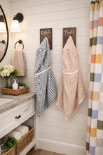 Load image into Gallery viewer, 3D Farm style Custom hooks, Wood Bathroom sign, Backpack Hooks, Kids Name Sign, Towel Holder, Towel Rack, Bathroom Hooks, Stocking Hook
