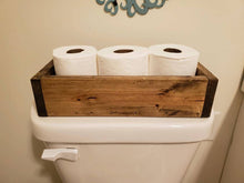 Load image into Gallery viewer, Rustic Toilet Paper Holder - Farmhouse Bathroom Decor - Wooden Box - Bathroom Storage - Floating Shelves