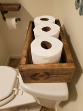 Load image into Gallery viewer, Rustic Toilet Paper Holder - Farmhouse Bathroom Decor - Wooden Box - Bathroom Storage - Floating Shelves