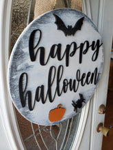Load image into Gallery viewer, Round Halloween Door Hanger For Front Door - Halloween Door Sign - Front Door Decor - Round Door Hanger - Fall Door Hanger - Door Signs
