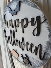 Load image into Gallery viewer, Round Halloween Door Hanger For Front Door - Halloween Door Sign - Front Door Decor - Round Door Hanger - Fall Door Hanger - Door Signs