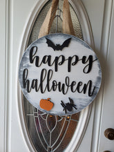 Load image into Gallery viewer, Round Halloween Door Hanger For Front Door - Halloween Door Sign - Front Door Decor - Round Door Hanger - Fall Door Hanger - Door Signs