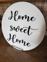 Load image into Gallery viewer, 18" Home Sweet Home - Faux Ship Lap - Welcome sign- Kitchen deco - 3D Laser Cut Door Hanger - Farmhouse Home Decor