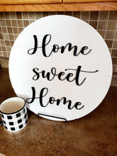 Load image into Gallery viewer, 18" Home Sweet Home - Faux Ship Lap - Welcome sign- Kitchen deco - 3D Laser Cut Door Hanger - Farmhouse Home Decor