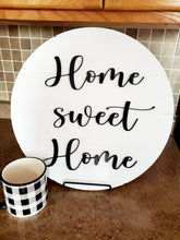 Load image into Gallery viewer, 18" Home Sweet Home - Faux Ship Lap - Welcome sign- Kitchen deco - 3D Laser Cut Door Hanger - Farmhouse Home Decor