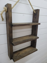 Load image into Gallery viewer, Rustic Ladder Shelf - Rope Hanging Ladder Shelf - Farmhouse Bathroom Shelf - Bathroom Organizer - Farmstyle Decor