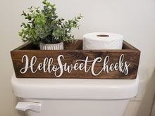Load image into Gallery viewer, 3D Hello Sweet Cheeks - Box for Toilet - Toilet Paper Holder - Rustic Bathroom Decor - Funny Bathroom Decor - Toilet Tray