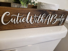 Load image into Gallery viewer, 3D Cutie with a booty toilet box - Rustic Toilet Paper Holder - Farmhouse Bathroom Decor - Wooden Box Above The Toilet