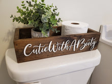 Load image into Gallery viewer, 3D Cutie with a booty toilet box - Rustic Toilet Paper Holder - Farmhouse Bathroom Decor - Wooden Box Above The Toilet