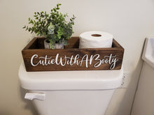 Load image into Gallery viewer, 3D Cutie with a booty toilet box - Rustic Toilet Paper Holder - Farmhouse Bathroom Decor - Wooden Box Above The Toilet