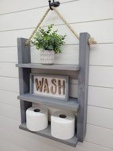 Load image into Gallery viewer, Rustic Ladder Shelf - Rope Hanging Ladder Shelf - Farmhouse Bathroom Shelf - Bathroom Organizer - Farmstyle Decor