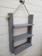 Load image into Gallery viewer, Rustic Ladder Shelf - Rope Hanging Ladder Shelf - Farmhouse Bathroom Shelf - Bathroom Organizer - Farmstyle Decor