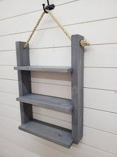 Load image into Gallery viewer, Rustic Ladder Shelf - Rope Hanging Ladder Shelf - Farmhouse Bathroom Shelf - Bathroom Organizer - Farmstyle Decor
