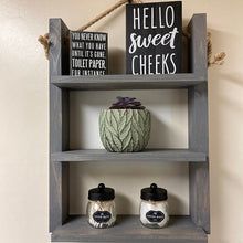 Load image into Gallery viewer, Rustic Ladder Shelf - Rope Hanging Ladder Shelf - Farmhouse Bathroom Shelf - Bathroom Organizer - Farmstyle Decor