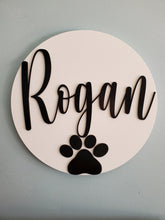 Load image into Gallery viewer, Pet name sign, Dog sign, pet gift, Personalized pet gift, pet decor, wood dog sign, gift for pet