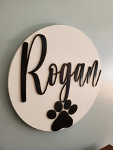Load image into Gallery viewer, Pet name sign, Dog sign, pet gift, Personalized pet gift, pet decor, wood dog sign, gift for pet