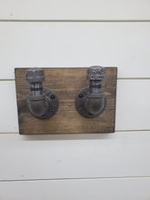 Load image into Gallery viewer, Industrial Coat Hanger - Farmhouse Coat Hooks - Rustic Towel Hooks - Rustic Coat Rack - Black Pipe Decor
