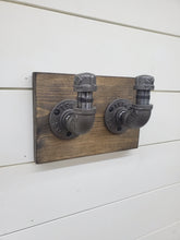Load image into Gallery viewer, Industrial Coat Hanger - Farmhouse Coat Hooks - Rustic Towel Hooks - Rustic Coat Rack - Black Pipe Decor