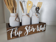 Load image into Gallery viewer, 3D Flip Stir Whisk Box - Utensil box - Farmhouse Kitchen Decor - Kitchen Mason Jar box - Kitchen Storage - Rustic Box - Treat box