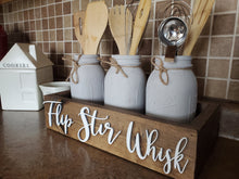 Load image into Gallery viewer, 3D Flip Stir Whisk Box - Utensil box - Farmhouse Kitchen Decor - Kitchen Mason Jar box - Kitchen Storage - Rustic Box - Treat box