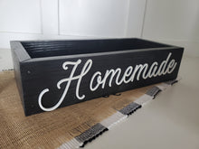 Load image into Gallery viewer, Homemade | Homemade Sign | Farmhouse Decor | Party Decor | Storage box | mason jar box | Rustic box| Kitchen Storage| Recipe box