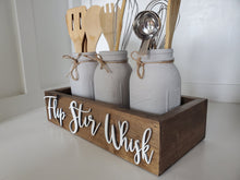 Load image into Gallery viewer, 3D Flip Stir Whisk Box - Utensil box - Farmhouse Kitchen Decor - Kitchen Mason Jar box - Kitchen Storage - Rustic Box - Treat box