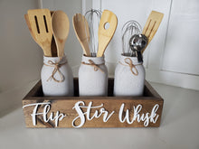 Load image into Gallery viewer, 3D Flip Stir Whisk Box - Utensil box - Farmhouse Kitchen Decor - Kitchen Mason Jar box - Kitchen Storage - Rustic Box - Treat box