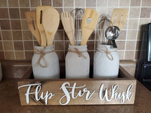 Load image into Gallery viewer, 3D Flip Stir Whisk Box - Utensil box - Farmhouse Kitchen Decor - Kitchen Mason Jar box - Kitchen Storage - Rustic Box - Treat box