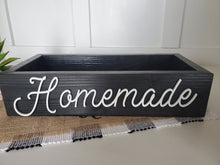 Load image into Gallery viewer, Homemade | Homemade Sign | Farmhouse Decor | Party Decor | Storage box | mason jar box | Rustic box| Kitchen Storage| Recipe box