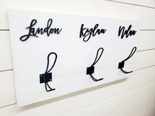 Load image into Gallery viewer, Farm Bathroom Decor for kids towels, Wood Bathroom sign, Back Pack Hooks, Kids Name Sign, Towel Holder, Towel Rack, Bathroom Hooks