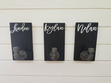 Load image into Gallery viewer, 3D Farmhouse Custom Towel Holders - Personalized Back Pack Hooks - Kids Name Sign - Towel Holder - Bathroom Hooks - Stocking Hooks