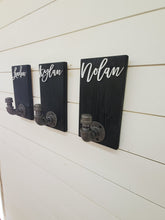Load image into Gallery viewer, 3D Farmhouse Custom Towel Holders - Personalized Back Pack Hooks - Kids Name Sign - Towel Holder - Bathroom Hooks - Stocking Hooks