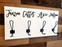 Load image into Gallery viewer, Farm Bathroom Decor for kids towels, Wood Bathroom sign, Back Pack Hooks, Kids Name Sign, Towel Holder, Towel Rack, Bathroom Hooks