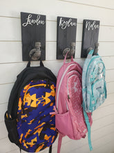 Load image into Gallery viewer, 3d Custom Backpacks hooks, Towel Holder, Bathroom Decor, Farmhouse Bathroom Decor, Personalized Decor, Laundry Room Decor, large clothespin
