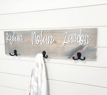 Load image into Gallery viewer, 3D Farm Bathroom Decor for kids towels, Wood Bathroom sign, Back Pack Hooks, Kids Name Sign, Towel Holder, Towel Rack, Bathroom Hooks