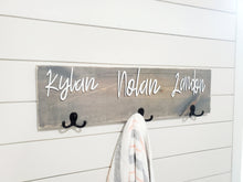 Load image into Gallery viewer, 3D Farm Bathroom Decor for kids towels, Wood Bathroom sign, Back Pack Hooks, Kids Name Sign, Towel Holder, Towel Rack, Bathroom Hooks
