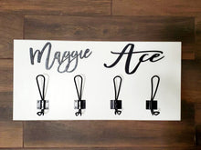 Load image into Gallery viewer, Farm Bathroom Decor for kids towels, Wood Bathroom sign, Back Pack Hooks, Kids Name Sign, Towel Holder, Towel Rack, Bathroom Hooks