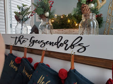 Load image into Gallery viewer, 3D Family stocking holder, mantle stocking hooks, Christmas decor, rustic, box stocking holder, stocking hanger, personalized decor