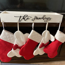 Load image into Gallery viewer, 3D Family stocking holder, mantle stocking hooks, Christmas decor, rustic, box stocking holder, stocking hanger, personalized decor