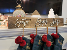 Load image into Gallery viewer, 3D Santa Stops Here Stocking Holder Box, Mantel decor, Fireplace Decor, Personalized Stocking holder, Family Stockings