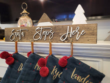 Load image into Gallery viewer, 3D Santa Stops Here Stocking Holder Box, Mantel decor, Fireplace Decor, Personalized Stocking holder, Family Stockings