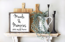 Load image into Gallery viewer, 3D Meals and Memories are made here sign - Kitchen Decor - Wood sign - Home Decor Sign - Farmhouse Sign - Word cutout sign